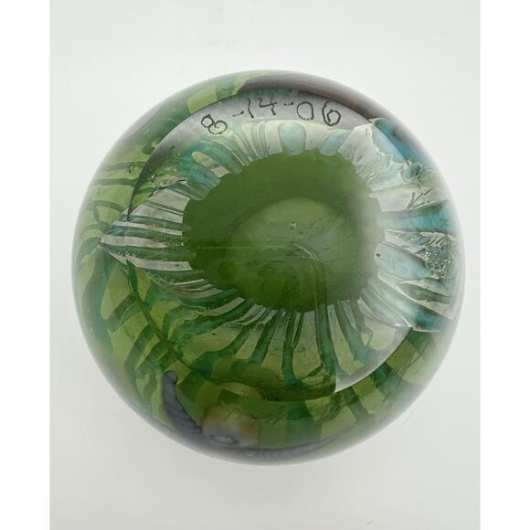 Kog Kokomo Dichroic Art Glass Ocean Fossil Sea Life Paperweight 3.5” RARE Signed - Picture 8 of 13